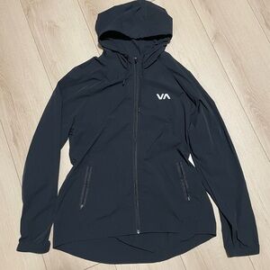 RVCA Black Hooded Windbreaker with Mesh Lining